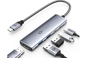 WARRKY Hub USB C, 5 en 1 USB C HDMI Hub 4K@60Hz HDMI 2.0, Carga 100W PD, 2xUSB A, 1xUSB C, Adaptador USB C a HDMI Hub Compatible con MacBook/Surface/iPad Pro/Steam Deck - Gris