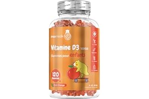 MAXMEDIX Vitamine D3 Enfants,120 Gummies Végétariens pour 4 Mois Goût Orange, Vit d Cholecalciferol 1000ui Vitamines Enfant de 3 à 12, Gommes Faible en Sucre Alternatives aux Gouttes, Liquide et Comprimés