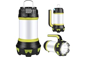 LASESASIES Lanterne Camping Rechargeable, LED Camping Lantern Puissante 3000Lm Lampe Torche 360° Eclairage 6 Modes lampe Camping, Etanche Portable Suspendue, pour Camping, Secours, Garage etc