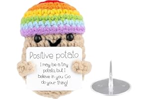 ZWWOGE Patata Positiva, Mini Giocattoli di Patate, Divertente Patata Positiva Peluche Maglieria con Portachiavi E Carta Energia Positiva per Il Migliore Amico