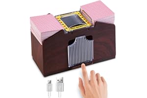 HJCMikee Automatischer Kartenmischer, luxuriöse Holzmaserung, professionelle