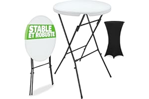 Casaria® Table Haute Pliable avec Housse Noire réutilisable Infroissable Mange Debout 110 cm Bar bistrot Jardin Cocktail
