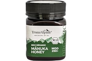‎HOYER TranzAlpine Manuka Honig MGO 250+ BIO zertifiziert + geprüft - 100% reiner Manukahonig aus Neuseeland mit laborgeprüftem MGO-Gehalt, Original-Imkerabfüllung - 250 g