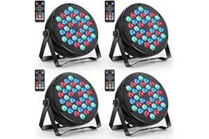 MOSFIATA Focos LED 36W Foco RGB Luz Colorida con Control DMX y Mando, Luces de Fiesta, Discoteca, Conciertos y Celebraciones - 4 Piezas