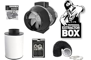 TRAFIKA URBAN HYDROPONICS TRAFIKA Kit Extractor Cultivo 125mm/250m3h Filtro CARBÓN + Extractor DE Aire TT125 (2 velocidades) + 5M COMBIDUCT + LIGHTHANGERS (5KG) + POLEAS (64KG) / Kit EXTRACCIÓN Cultivo/Extractor Aire Cultivo