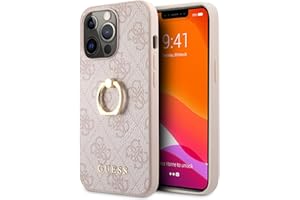 Guess GUHCP13L4GMRPI - Funda para iPhone 13 Pro / 13 de 6,1 pulgadas, color rosa 4G con anillo de soporte