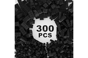 TTEHGB TOY 300 Klassische Steine, Schwarz lose Steine, kompatibel mit Alle Großen Marken Teilen, Kreatives Ziegelspielzeug für Jungen und Mädchen (Schwarz 300 Teile)
