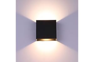 Glighone LED Wandleuchte innen, 10W Wandbeleuchtung Up Down, 3 Helligkeit Dimmbar, LED Wandlampe Modern für Wohnzimmer, Schlafzimmer, Flur, Balkon, Treppe- Schwarz Warmweiß