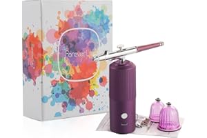 LIARTY Juego de aerógrafo inalámbrico púrpura con compresor, compresor portátil de aerógrafo,Aerógrafo recargable para uñas,Pintura de modelo,Pasteles,Maquillaje