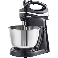 VonShef Hand and Stand Mixer – Cake Mixer with Bowl and Stand 2 in 1, 300W, 3.5L Stainless Steel Bowl, 2 Beaters, 2 Dough Hoo