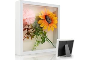 TXXATX Ramka 3D do napełniania, 20 x 20 x 3 cm, głęboka, biała, ramka na zdjęcia 3D, do napełniania, z przezroczystą płytą akrylową, na biurko, ścianę, przedmioty, zdjęcia, bukiet ślubny, "zrób to sam