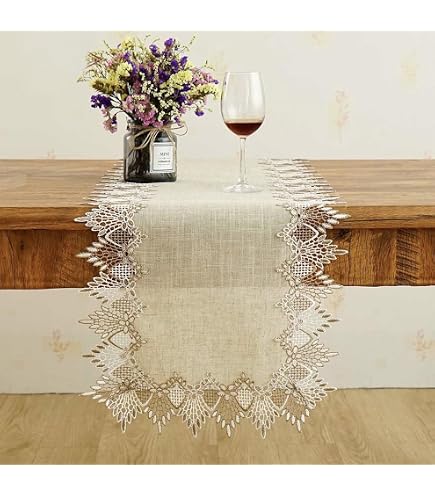 Mookaitedecor Runner Da Tavola In Pizzo Bianco 33x90 Cm, Centrotavola Floreale Con Nappe, Lavabile, Per Matrimoni E Feste - 2