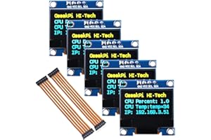 GeeekPi 5pcs 0.96 Inch OLED Display Module I2C IIC 128X64 12864 0.96'' LCD Display Yellow Blue with Du-pont Wire Male to Female,Female to Female for Raspberry Pi Arduino 51 Series STM32 R3 and Mega