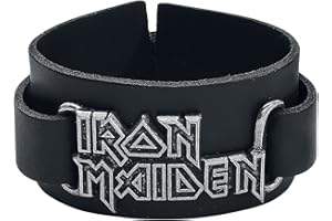 Iron Maiden Iron Maiden Logo Men Leather Bracelet Black, Leather,