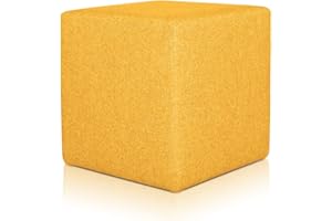 Deshome Pouf poggiapiedi cubo 43x43x44 cm stoffa Idrorepellente: Pouf design moderno per divano soggiorno camera da letto, Puff poggiapiedi, Pouffe salotto Minerva (Giallo sole)