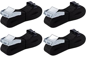 COKACA Tie Down Straps with Ratchet 2.5 m, Pack of 4 Mounting Straps with Clips, Luggage Rack Tie Down Strap with Clamping Lock, Adjustable Lashing Strap for Car, Bicycle, Sack Truck, Motorcycle, Luggage,