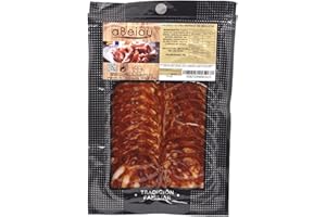 aBeiou. CHORIZO IBERICO DE BELLOTA LONCHEADO. CALIDAD EXTRA. Curado artesanalmente en Guijuelo (Salamanca). 100gr (1 sobre 100gr)
