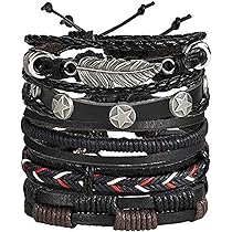 University Trendz 4PCs/Set Braided Wrap Leather Bracelets for Men