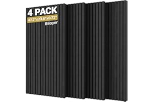 TONOR 4-Pack Bilayer Acoustic Panels Large Self-adhesive, 47.24” * 23.62” * 0.72” Adhesive Wall Panel, Large Soundproof Tiles for Echo Absorbtion, Acoustical Barrier of Polyester Fiber, Black