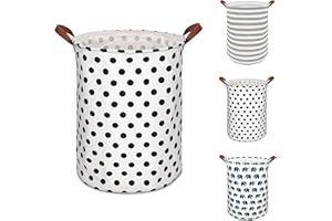 Laundry Basket CORYIN Large Washing Basket 65L Hamper Basket with Handles Waterproof Storage Baskets for Clothes Toys Bedroom Accessories Laundry Bags Dirty Clothes Laundry Hamper, Black Dot