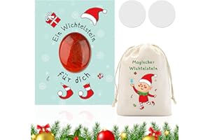 Szhhrxi Magische Glückssteine für Kinder, Wichtelstein Set mit Edelsteine Jutesäckchen und Magische Steine Kärtchen, Glücksbringer Weihnachten als Geschenk und Wichtel Zubehör (Rot)