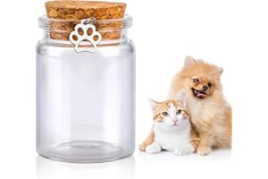 QOCO Pet Hair Fur Keepsake Memorial Bottle with Pawprint Charm for Preserve Precious Memories Pet Memorial Remembrance Gifts for Family Friend Memorials &Funerary