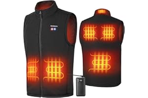 KEMIMOTO Beheizbare Weste für Herren Damen, Beheizte Weste mit 9600mAh Akku, Überhitzungsschutz, Heizweste mit USB, Ideal für Motorradfahren, Wandern, Camping, Skifahren, Angeln