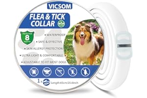 VICSOM Collares Antiparasitario para Perros, Collar Antipulgas Perros, Collar de Pulgas y Garrapatas para Perro Impermeable Regulable, Válido 8 Meses para Perros de Todos los Tamaños Amarillo