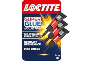 Loctite Mini Trio Power Gel, Strong Super Glue Gel for Repairs, All Purpose Adhesive for Flexible Materials, Easy to Use Clear Glue, 3 x 1g