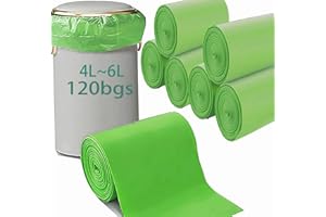 LEIKAIHUA Bin Liners 6 Liter Biodegradable Garbage Bags 120 Count Kitchen Food Waste Bags Strong Bin Bags Food recycling bags Compostable bin liners Compost bags, (6L)