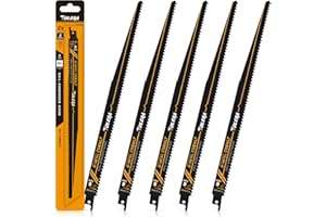 Tolesa Lama per sega alternativa, lama bimetallica con cobalto, 300 mm 6TPI, per taglio il legno chiodato, 5 pezzi