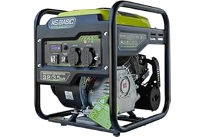 K&S BASIC Könner & Söhnen KSB 35i - Generador de corriente de gasolina de 4 tiempos, 7 CV con regulador automático de voltaje, protección contra falta de aceite,3500 W, 2 x 16 A (230 V) Euro V