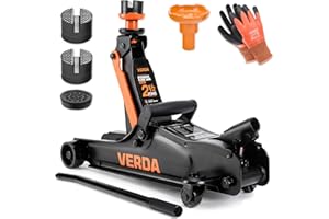 ‎SELLNET Verda Hydraulischer Wagenheber 2,5T, 85-365 mm, 3X Gummi, robuster Handgriff, Rangierwagenheber PKW, Profi, Ständer, Flache, Wohnmobil, Geländewagen, Heber, Arbeitshandschuhe, Autoheber