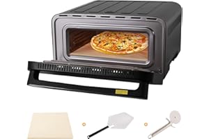 ‎EMPHSISM Pizzaofen Elektrisch | Rostfreiem Pizza Ofen Touch-Screen, Backen Max 430℃ mit Pizzaschieber Pizzaschneider Pizzastein, Max 2200W 12 Zoll Pizza in 3 Minuten Gebacken Ohne sie zu Wenden Energiesparend