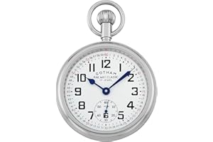 Gotham Men's Stainless Steel Mechanical Hand Wind Railroad Pocket Watch # GWC14111S