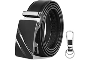 OOPOR Mens Belts Leather Ratchet Belt - Men's Automatic Buckle Adjustable Casual Dress Belt for Men Jeans Suits Work Gift 125cm: Directly Suitable for Waist Size 39"-46" inch Trim to Fit 28"-38"