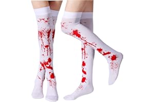 Diyxisk 2 Stücke Kids Halloween Blood Stained Zombie Costume, Halloween Blutigen Requisiten, Halloween-Blutflecken Socken, Halloween Zombie Mädchen, Halloween-Socken für Jede Party