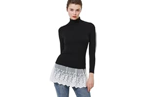 BEAUTELICATE Extensores de Camisa Falda Mujer Falsa Bajo Mini Encaje Enagua de Algodón para Pantalones de Yoga Jeans