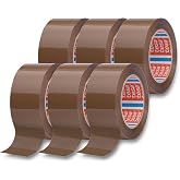 Dpm Tapes - tesa 4280 Box Packaging Tape, Synthetic Rubber Adhesive, Manual or Dispenser Use, Brown, 6 Rolls of 48mm x 164 ft