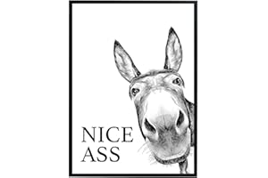 AMJKEJI Poster Badezimmer Deko Bilder Bad schwarz-weiß Spruch, WC Deko DIN A4 Wandbilder Esel