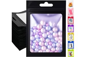 Plaphy 100 Bolsas Zip Herméticas con Ventana y Ranura para Colgar, Bolsas Mylar con Cierre Resellable, Bolsas de Aluminio Autocierre para Empaque y Almacenamiento de Alimentos (Negro, 12 x 20 cm)