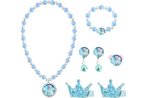 Niumowang Conjunto de Joyas, Conjuntos de Joya de Collar y Pulsera, Pulseras de Collar de Princesa, anillos para niñas, joyas para niños,para cumpleaños de niños, regalos de fiesta