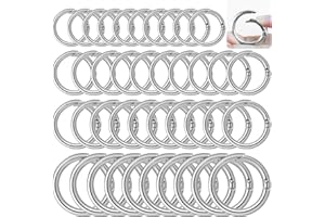 HAVACUE ㅤ HavaCue 40 Stück Karabiner Rund 4 Größen O-Ring Karabiner,20/24/27/33mm Karabinerhaken Rund Silber Runde Karabiner,Metall Karabiner Ring für Taschen Geldbörsen DIY Handwerk