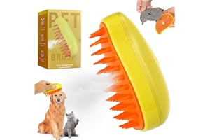 71NMLY Steamy Cat Cepillo para gatos 3 en 1, autolimpiante, para masajes, cuidado de mascotas (amarillo)