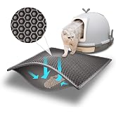 Pieviev Cat Litter Mat Mat, Double Layer Mat, 24x15 in Grey | Cat Litter Mat, Honeycomb Traps Litter and Debris, Waterproof,