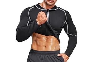 Bingrong Męski kombinezon neoprenowy do sauny, długie rękawy, fitness, termoaktywna, bielizna modelująca, wysoka kompresja, część treningowa, odzież sportowa, modelowanie ciała, do utraty wagi