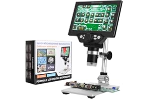 LQKYWNA Schermo LCD HD 7" 1080P 1200X microscopio digitale USB ad angolo regolabile con batteria per la riparazione di telecamere telefono cellulare Fisica chimica laboratorio biologico ispezione QC