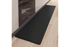 COLOR&GEOMETRY Color G Tapis Cuisine 44 x 200 cm, Rebondissable Cuir Tapis de Cuisine Antidérapant et Lavable, Confortable Tapis Cuisine Devant Evier Imperméable pour Cuisine, Salon, Bureau (Noir)