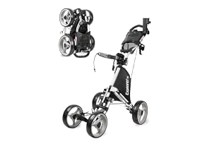 Caddytek Explorer V8 Golfvagn, SuperLite, 4 hjul, hopfällbar golfvagn i aluminium med justerbar framhjulsbredd, fotbroms, kylkorg, paraplyhållare, dryckeshållare, konsol för poängkort