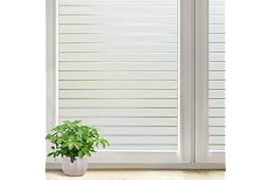 ‎DOWELL DOWELL Fensterfolie Sichtschutzfolie Streifen Fenster Sichtschutz Statische Haftung Blickdicht Klebefolie Milchfolie Selbstklebend Milchglasfolie Blickschutz Folie für Büro Bad Duschkabine 44.5x200cm